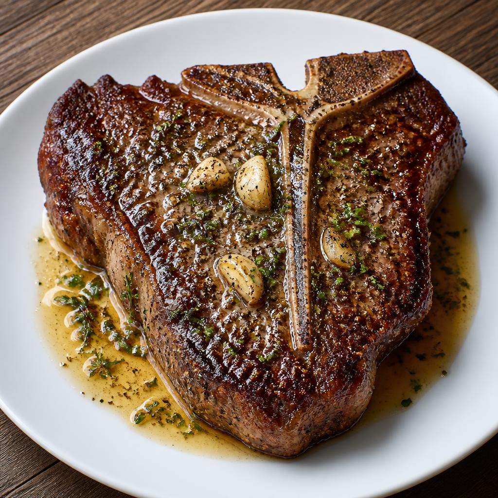Pan-Seared T-Bone Steak with Herb Butter recipe