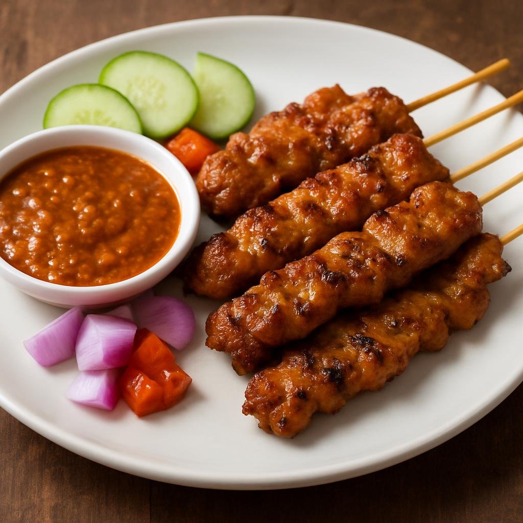 Entree: Thailand – Thai Muslim Cuisine – หมูสะเต๊ะ ➤ Muu Saté (Grilled marinated pork skewers served with a sweet-spicy peanut sauce) recipe