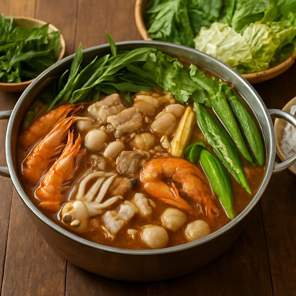 Entree: Vietnam – Southern Vietnam – Lẩu Mắm (Fermented fish hotpot with mixed seafood, pork, vegetables, and fragrant herbs) recipe