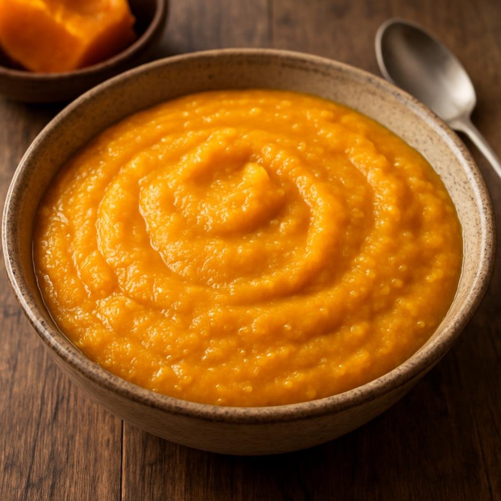 Entree: South Africa – Zulu Cuisine – Isijingi (Pumpkin Porridge) (Thick maize-meal porridge cooked with pumpkin to make a creamy, slightly sweet staple) recipe