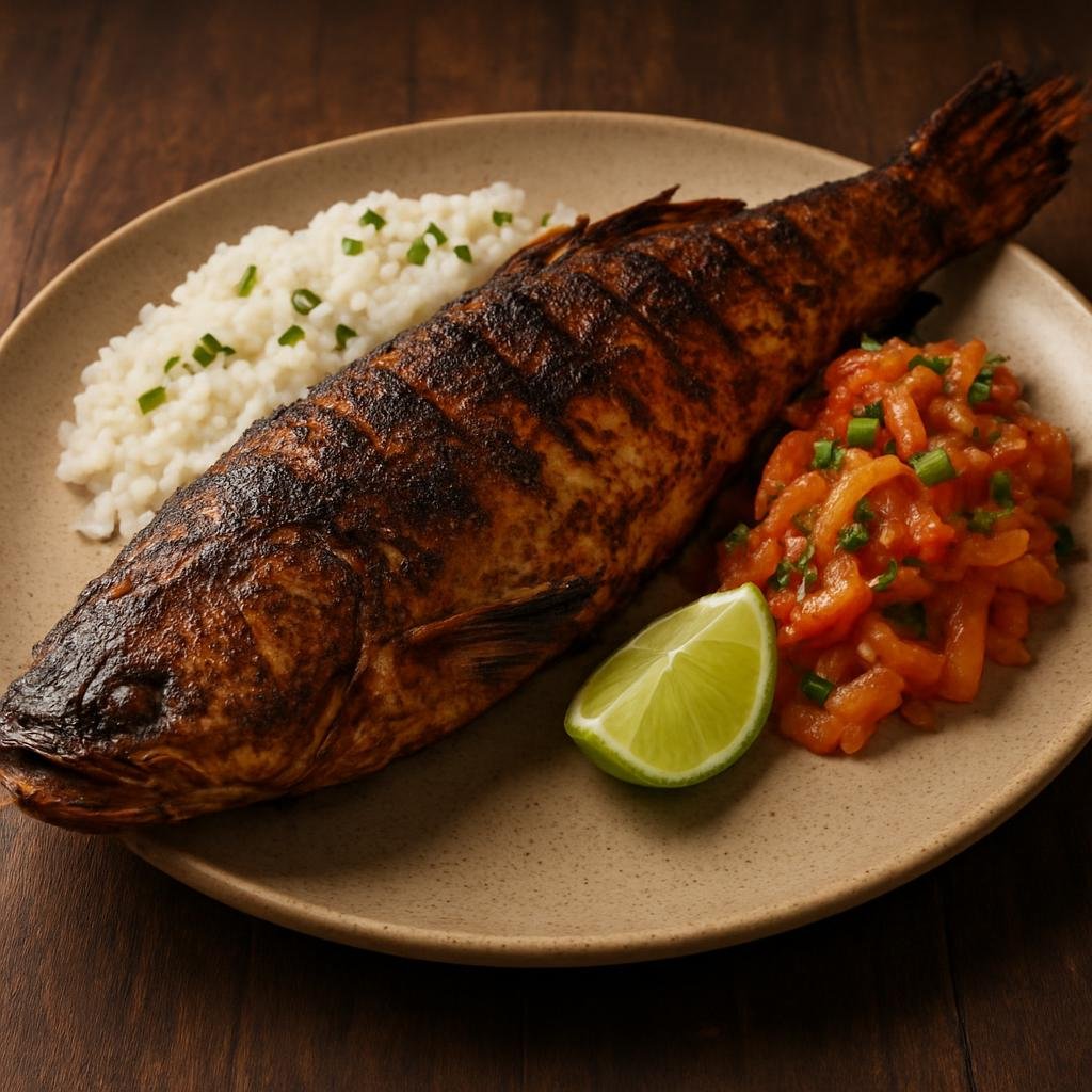 Entree: Brazil – Goias – Pintado na Brasa (Charcoal-grilled river catfish seasoned and roasted whole) recipe
