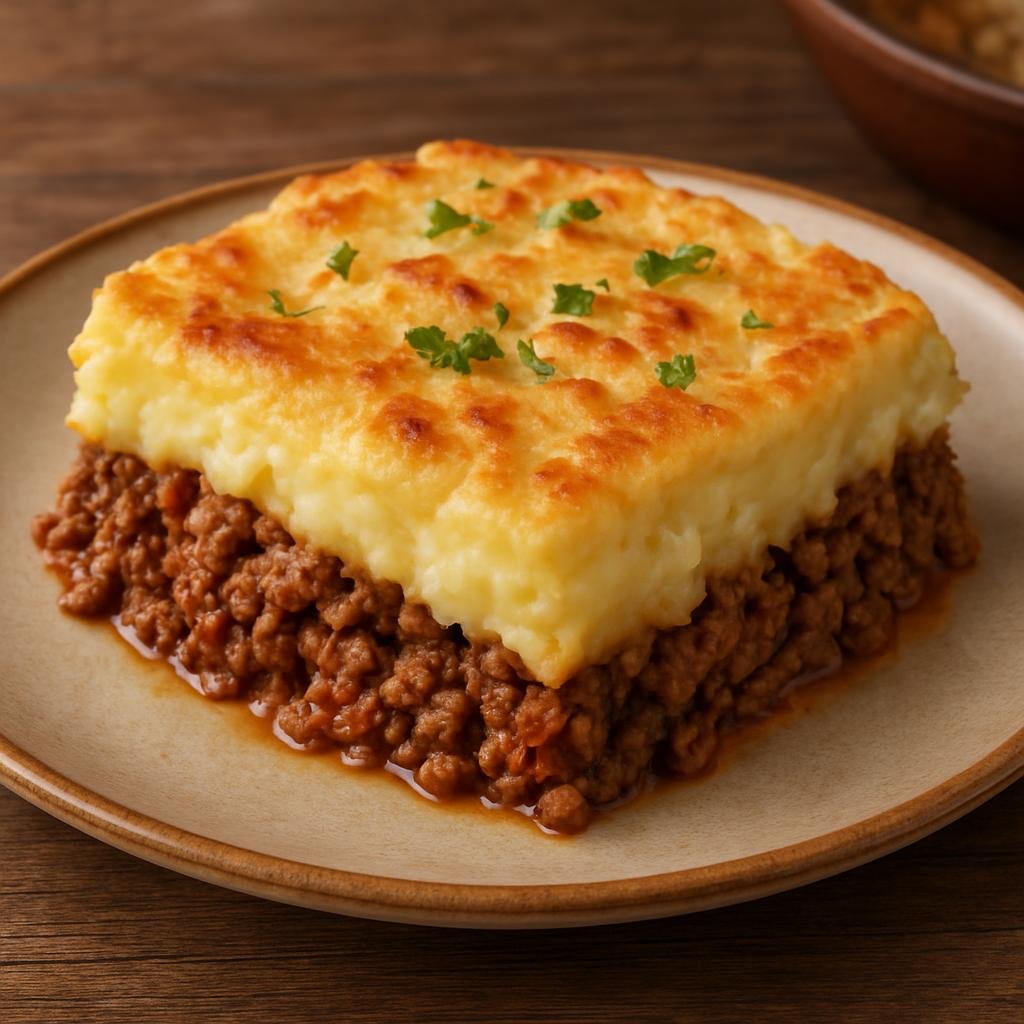 Entree: Argentina – Pampas – Pastel de Papas (Baked Argentine layered casserole of seasoned ground beef topped with creamy mashed potato) recipe