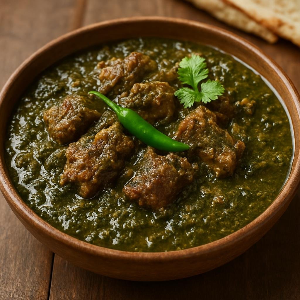 Entree: Pakistan – Punjab – ساگ گوشت ➤ Saag Gosht (Mutton simmered with mustard and leafy greens in Punjabi spices) recipe