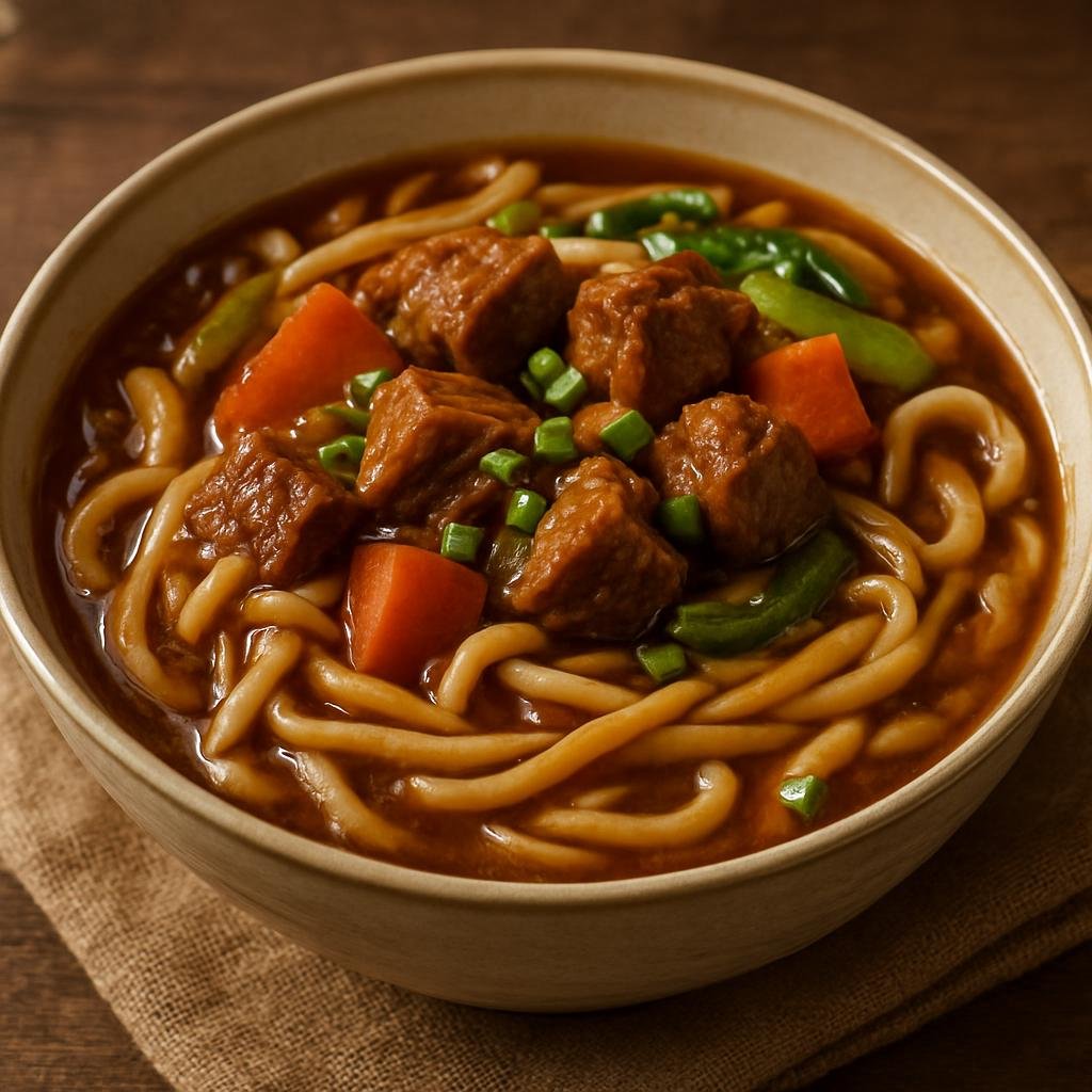 Entree: China – Henan – 烩面 ➤ Huì miàn (Thick wheat noodles braised in a savory meat-and-broth stew with vegetables) recipe