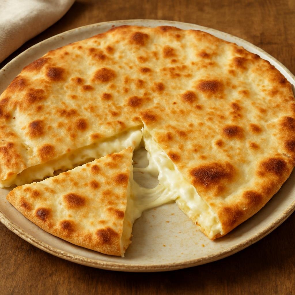 Entree: Italy – Liguria – Focaccia di Recco (Thin Ligurian cheese-filled flatbread made with an ultra-thin dough and soft melting cheese) recipe