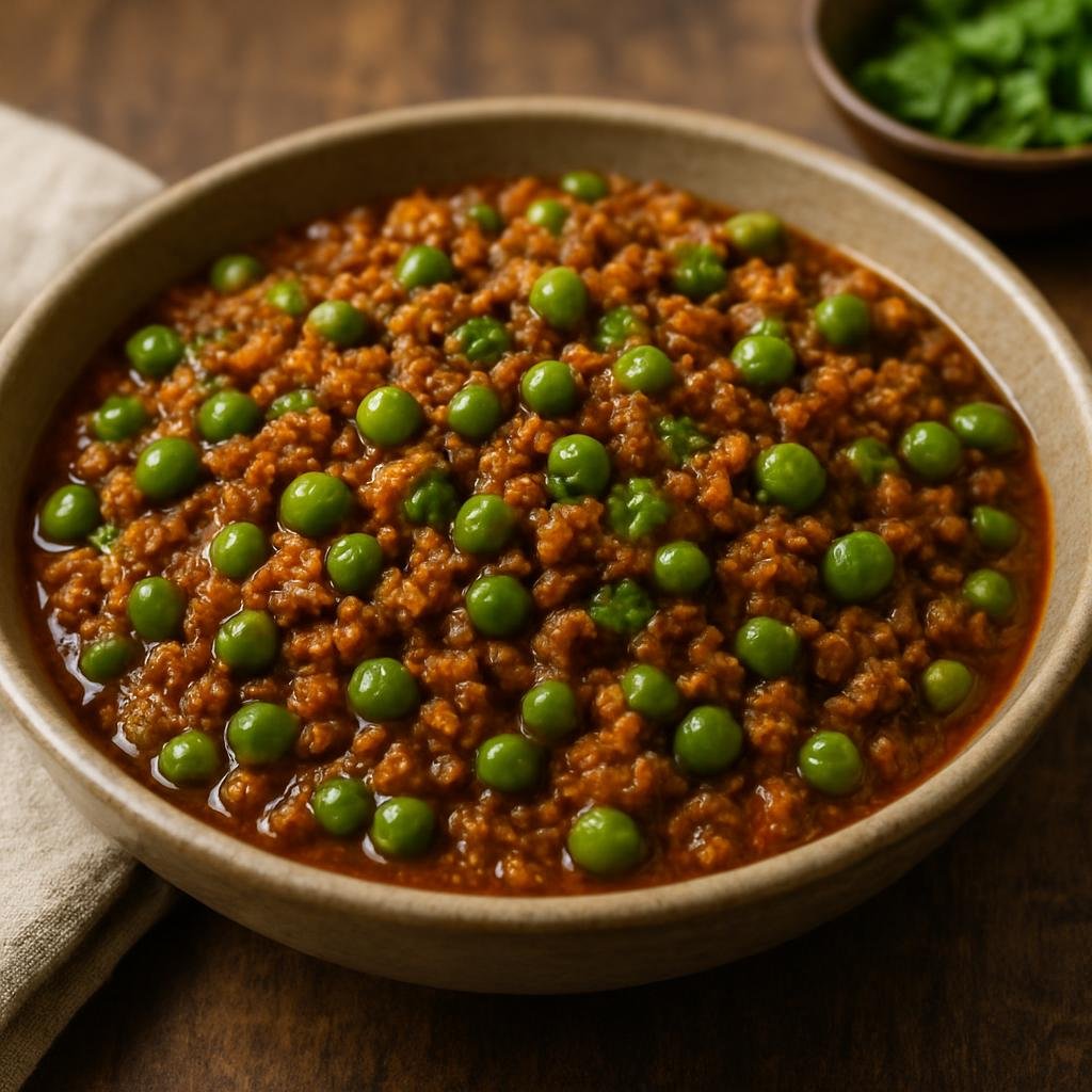 Entree: India – Delhi & NCR – कीमा मटर ➤ Kīma Māṭar (Spiced ground meat curry cooked with green peas and aromatic North Indian spices) recipe