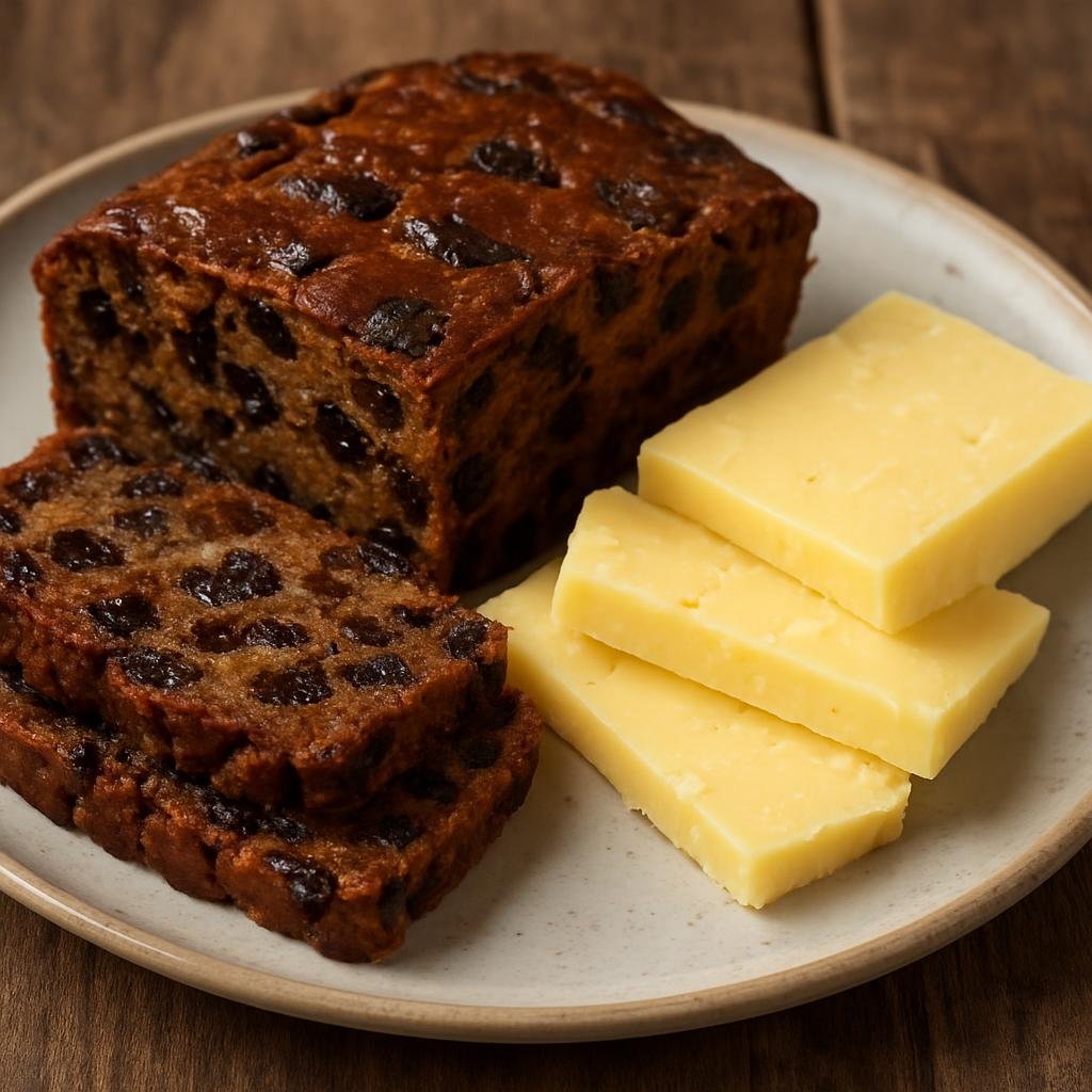 Entree: United Kingdom – Wales – Bara Brith with Cheese (A tea‑soaked fruit loaf traditionally served sliced with mature cheese) recipe