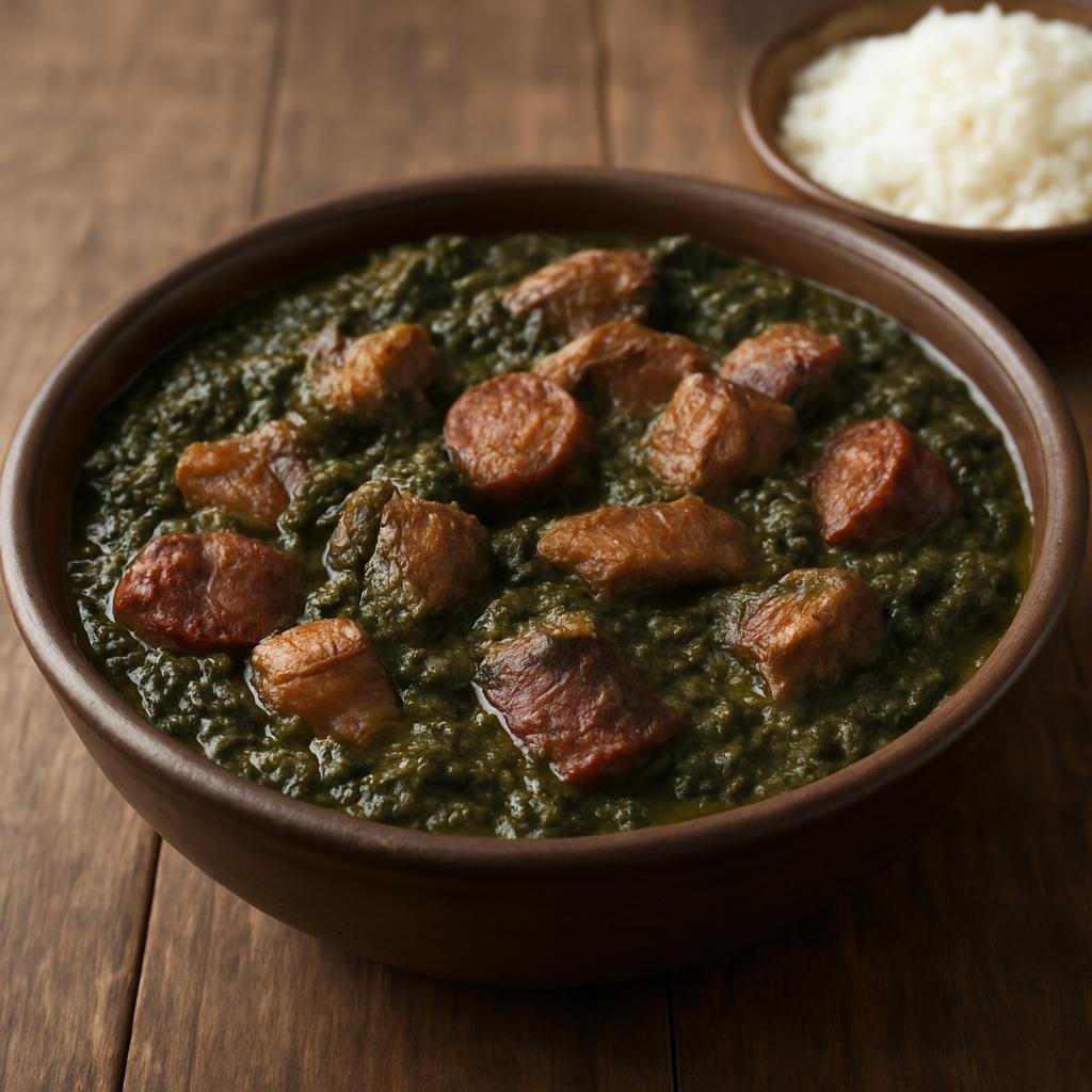 Entree: Brazil – Para – Maniçoba (Slow-cooked cassava-leaf stew with mixed salted and smoked meats) recipe