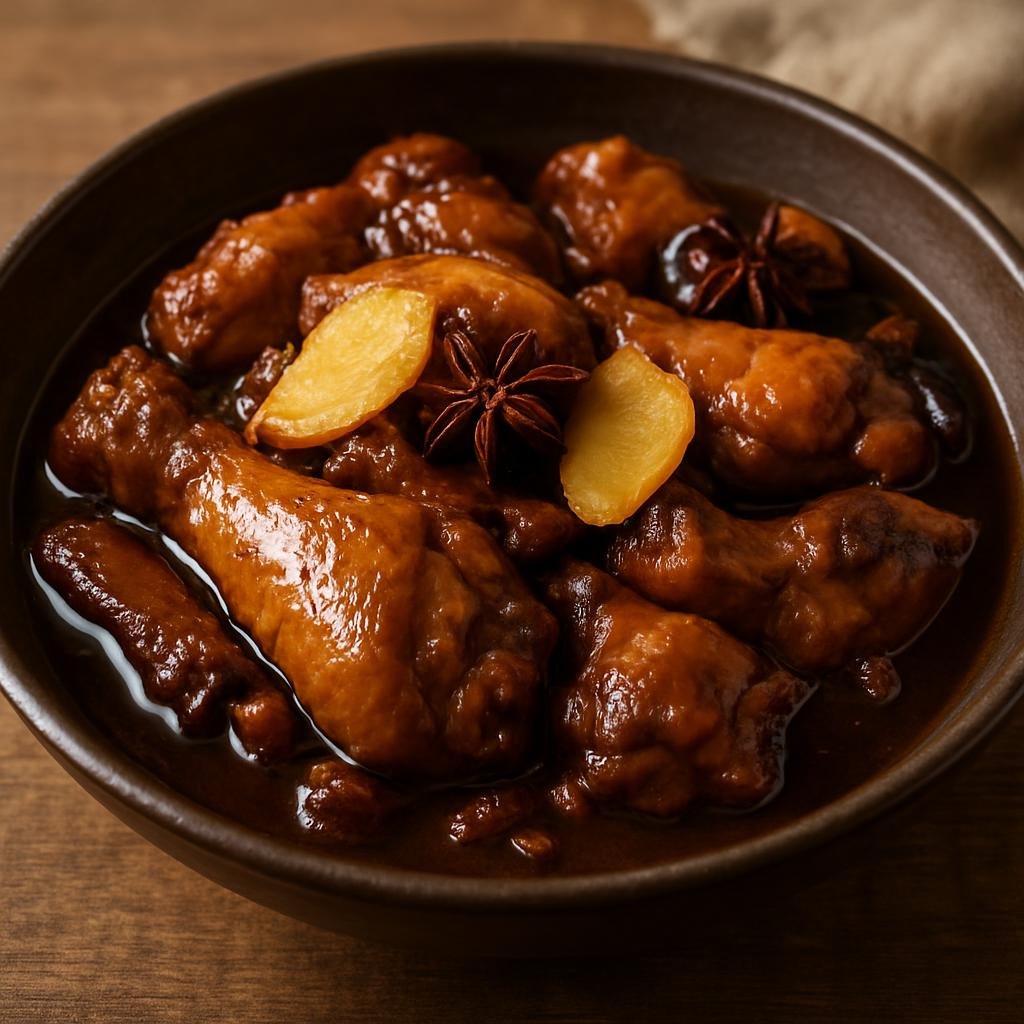 Entree: China – Hubei – 黄鹤楼鸡 ➤ Huáng Hè Lóu Jī (Braised Hubei-style chicken scented with soy, Shaoxing wine, ginger and warm spices) recipe