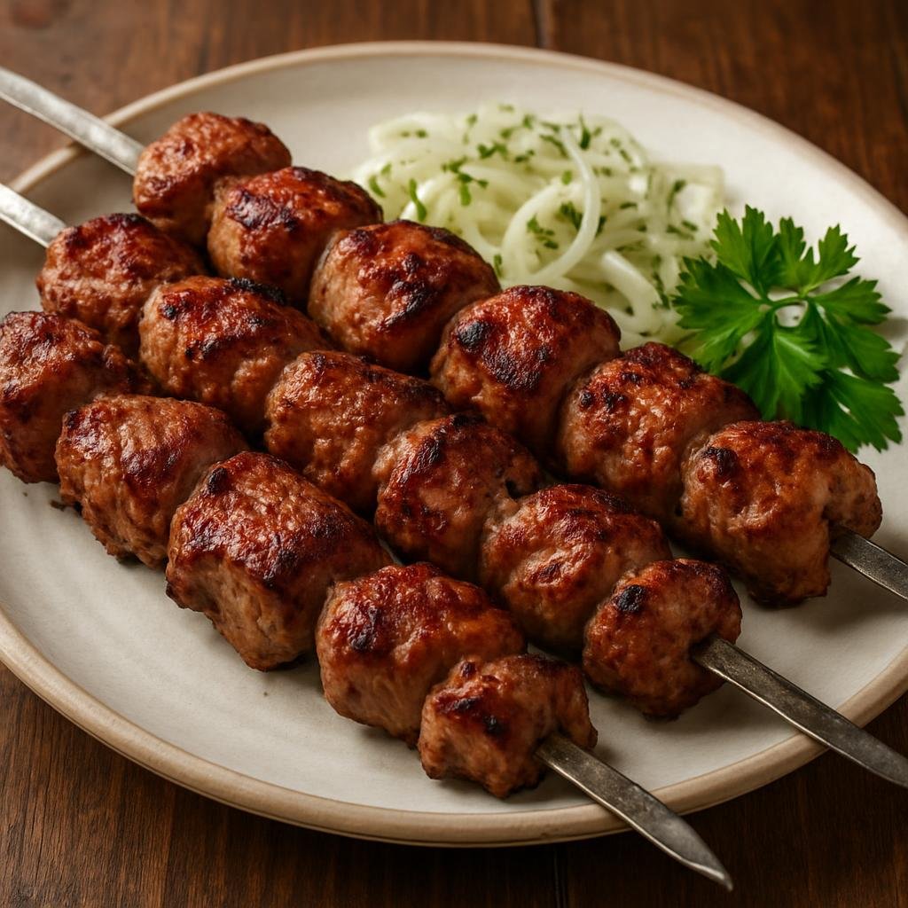 Entree: Russia – St. Petersburg & Northwest – Шашлык ➤ Shashlyk (Skewered and grilled marinated chunks of meat) recipe