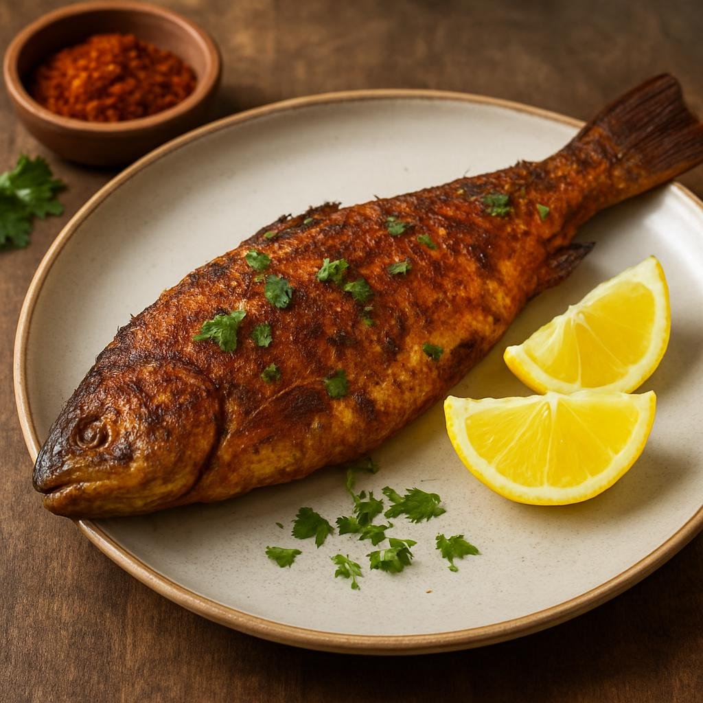 Entree: India – Himachal & Uttarakhand Hills – Kullu Trout (Himalayan pan-fried marinated trout flavored with local spices and lemon) recipe