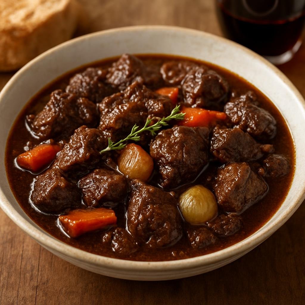 Entree: France – Languedoc-Roussillon – Gardianne de Taureau (Slow-braised Camargue bull stew in red wine with aromatics) recipe