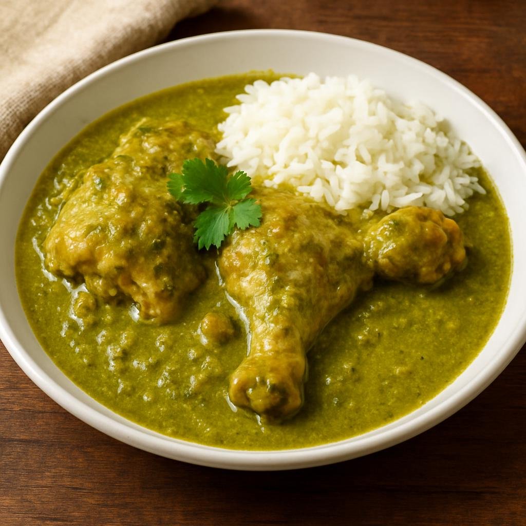 Entree: Mexico – Puebla – Pipian Verde (Puebla-style green pumpkin-seed and tomatillo sauce typically served with chicken) recipe