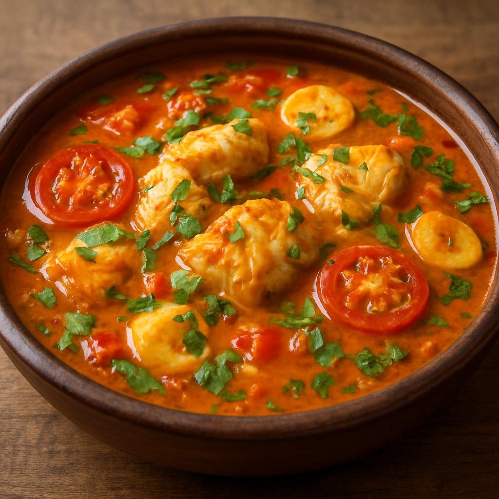 Entree: Brazil – Rio de Janeiro – Moqueca de Peixe (Brazilian fish stew simmered with coconut milk, tomatoes, and cilantro) recipe