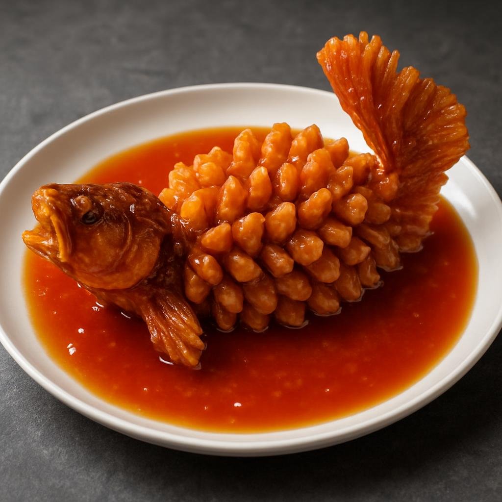 Entree: China – Jiangsu – 松鼠桂鱼 ➤ Sōngshǔ Guìyú (Crispy deep‑fried Mandarin fish served in a glossy sweet‑and‑sour sauce and scored to resemble a squirrel) recipe
