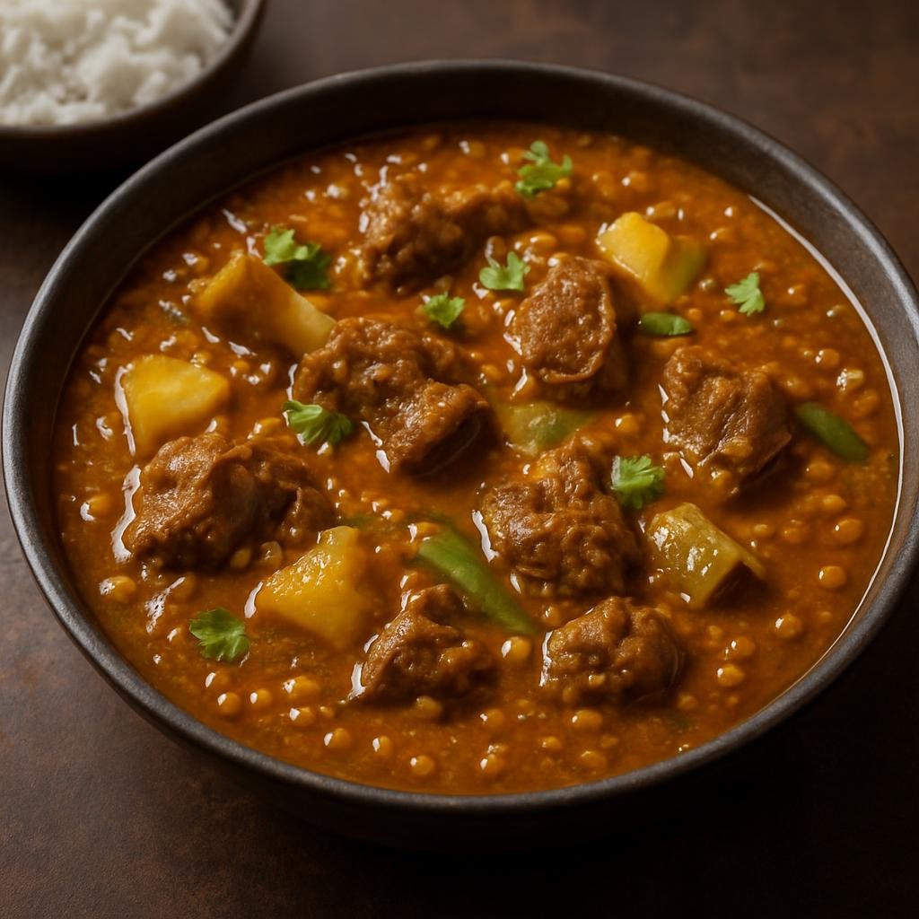 Entree: India – Hyderabad / Telangana – مٹن دالچا ➤ Maṭan Dālchā (Hyderabadi stew of mutton cooked with lentils, tamarind, and vegetables) recipe