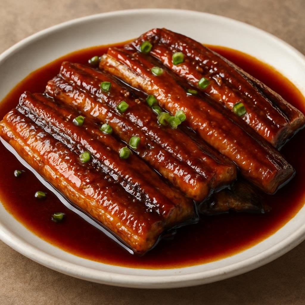 Entree: China – Jiangsu – 江苏红烧鳝鱼 ➤ Jiāngsū hóngshāo shànyú (Sweet-savory soy-braised freshwater eel finished in a glossy Jiangsu-style sauce) recipe