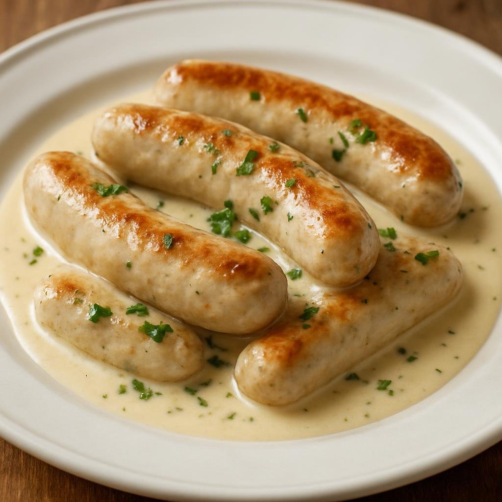 Entree: France – Loire Valley – Boudin Blanc de Rethel (Fine, pale pork-and-milk sausage from Rethel traditionally gently pan-seared and served with a creamy pan sauce) recipe
