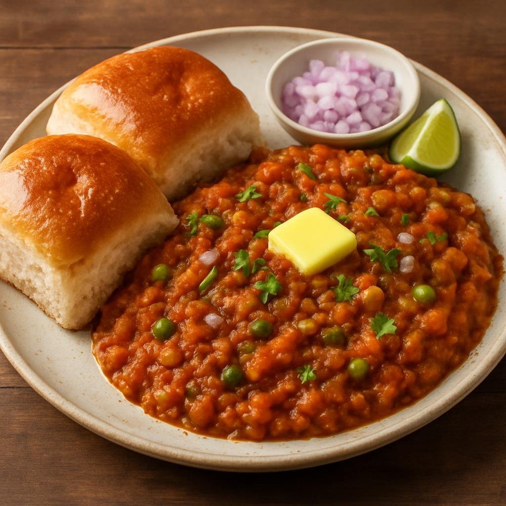 Entree: India – Indian Street Food Classics – पाव भाजी ➤ Pāv Bhājī (Spiced mashed mixed vegetables served with buttered bread rolls) recipe
