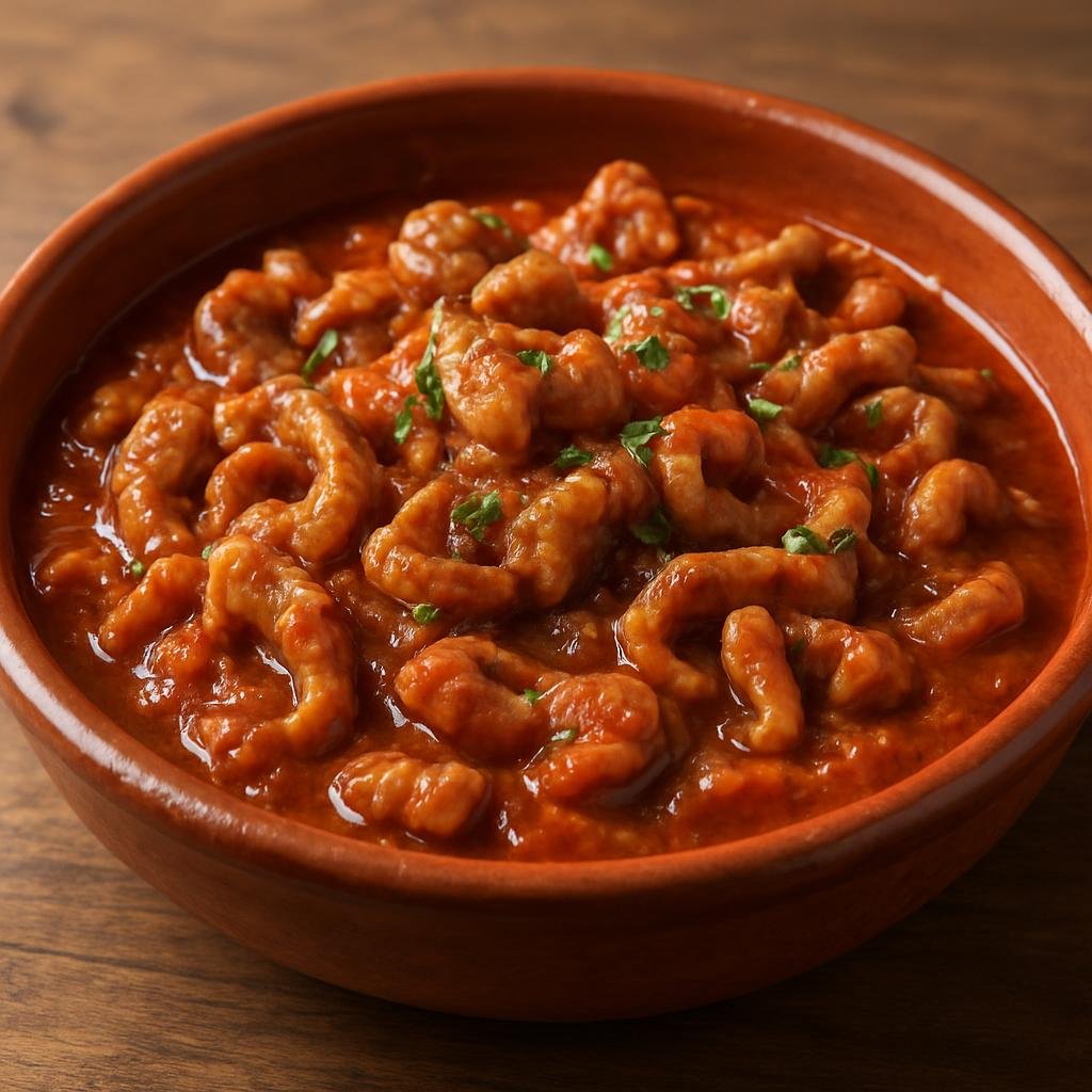 Entree: Italy – Sardinia – Sa Cordula (Rustic Sardinian stew of cleaned sheep intestines braised in tomato, wine, and herbs) recipe