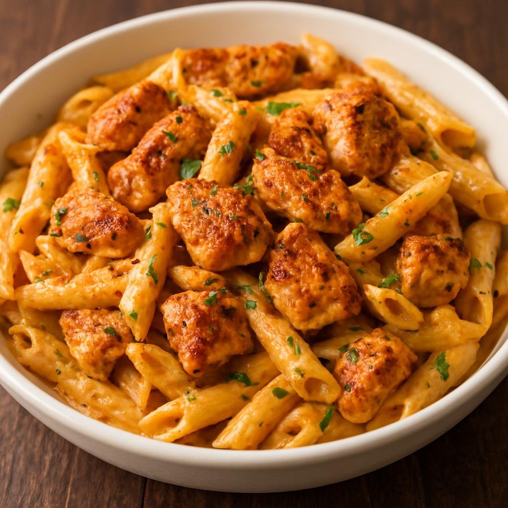 Entree: United States – Gulf Coast – Cajun Chicken Pasta (Creamy pasta tossed with sautéed chicken and bold Cajun spices) recipe
