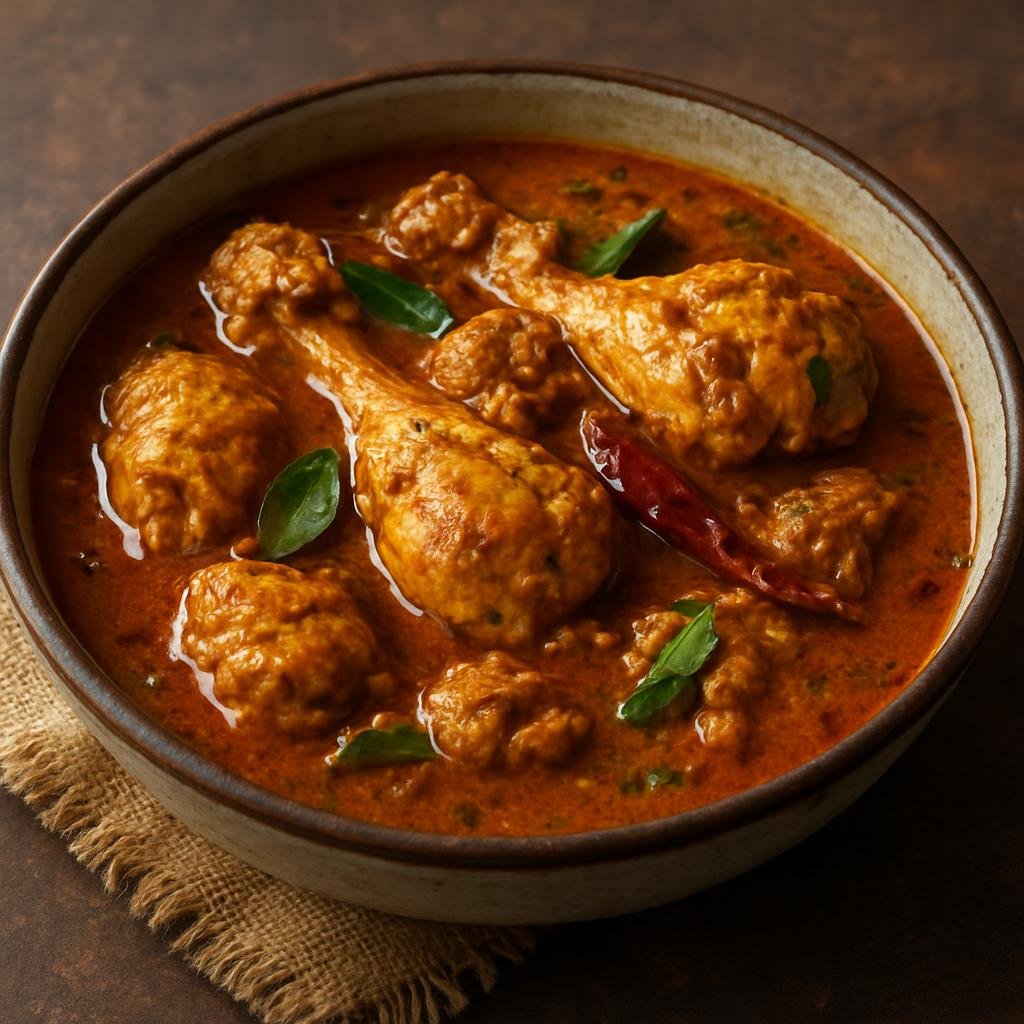 Entree: India – Interior Karnataka – ನಟ್ಟಿ ಕೋಳಿ ಸಾರು ➤ Natti Koli Saaru (Country-style free-range chicken simmered in a tangy tamarind and coconut spiced gravy) recipe