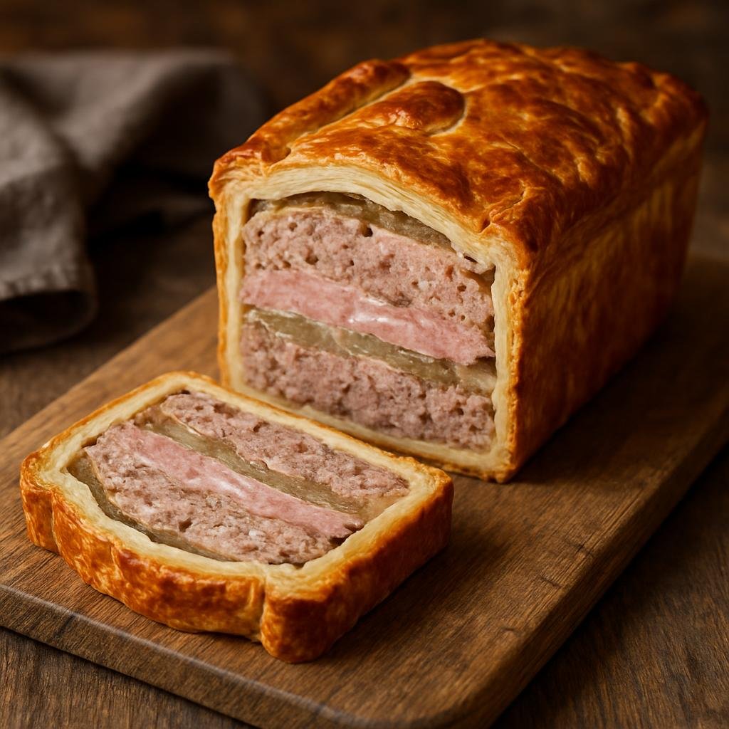 Entree: France – Lyonnais – Pâté en Croûte (Baked terrine of seasoned meats and aspic enclosed in a flaky pastry crust) recipe