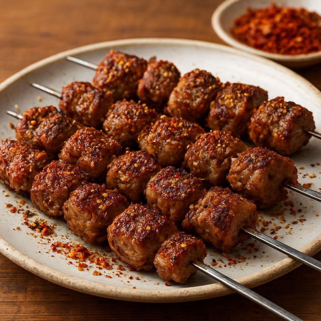 Entree: China – Ningxia – 回族羊肉串 ➤ Huízú yángròu chuàn (Cumin- and chili-seasoned skewered lamb grilled in the Hui Muslim style) recipe