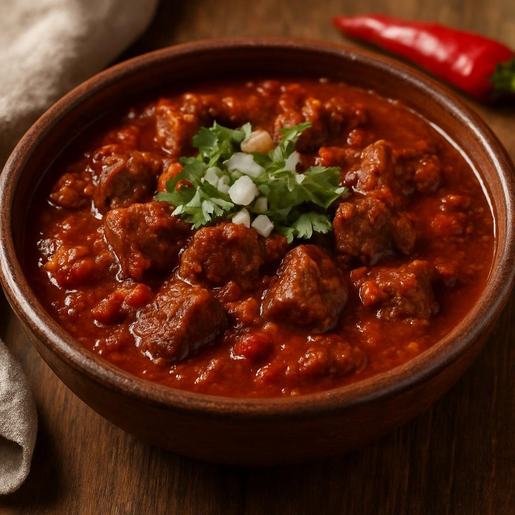 Entree: Mexico – Tabasco – Chirmol de Res (Beef simmered in a smoky roasted tomato and chili sauce typical of Tabasco) recipe