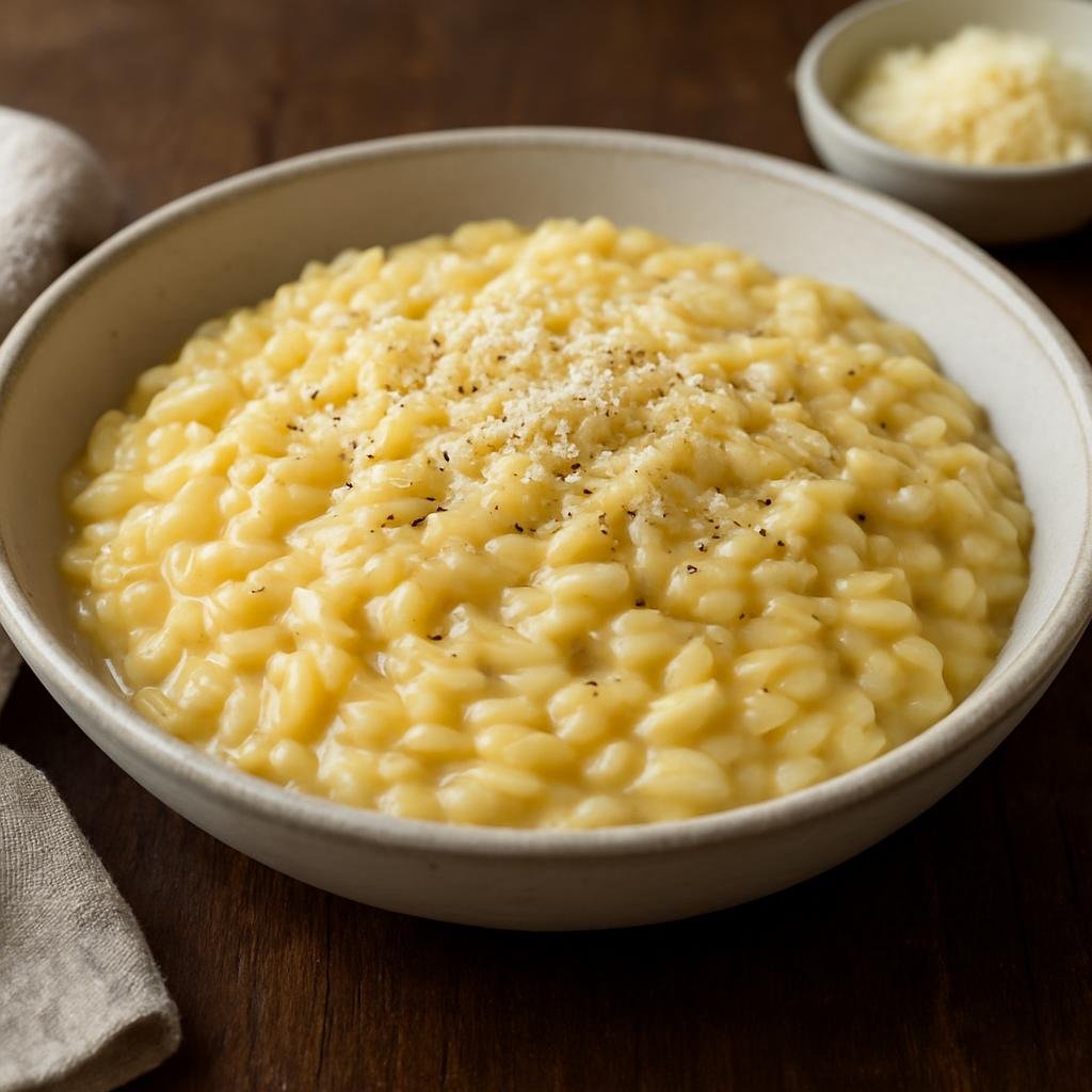 Entree: Italy – Trentino-Alto Adige – Orzetto (Creamy risotto-style main made with orzo pasta cooked like a risotto, finished with Alpine cheese and butter) recipe