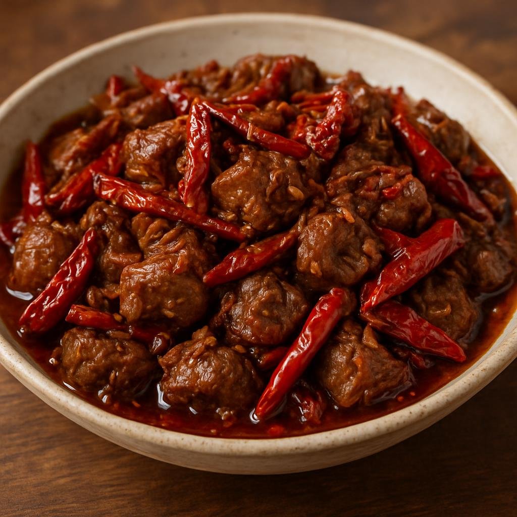 Entree: China – Ningxia – 宁夏辣子羊 ➤ Níngxià làzǐ yáng (Spicy stir-fried lamb with dried chilies and cumin typical of Ningxia) recipe