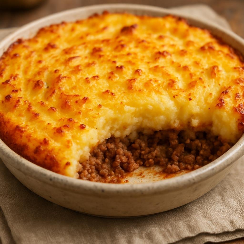Entree: France – Paris & Ile-de-France – Hachis Parmentier (Baked French casserole of seasoned minced beef topped with creamy mashed potato) recipe