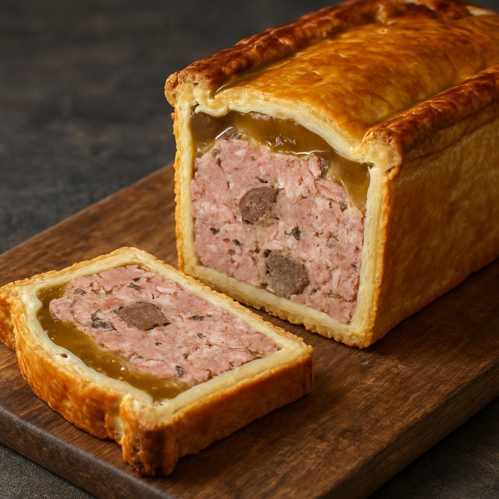 Entree: France – Paris & Ile-de-France – Pâté en Croûte (Seasoned forcemeat of mixed meats and liver baked inside a pastry crust and finished with aspic) recipe