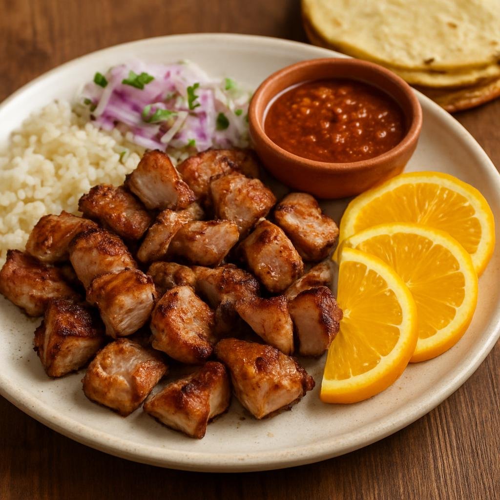 Entree: Mexico – Yucatan – Poc Chuc (Yucatecan citrus-marinated and grilled pork) recipe