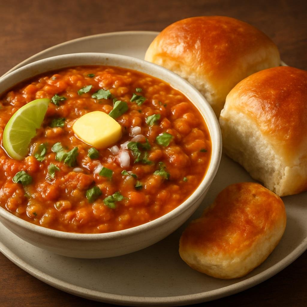 Entree: India – Maharashtra – पाव भाजी ➤ Pāv Bhājī (Spiced mashed vegetable curry served with buttered bread rolls) recipe