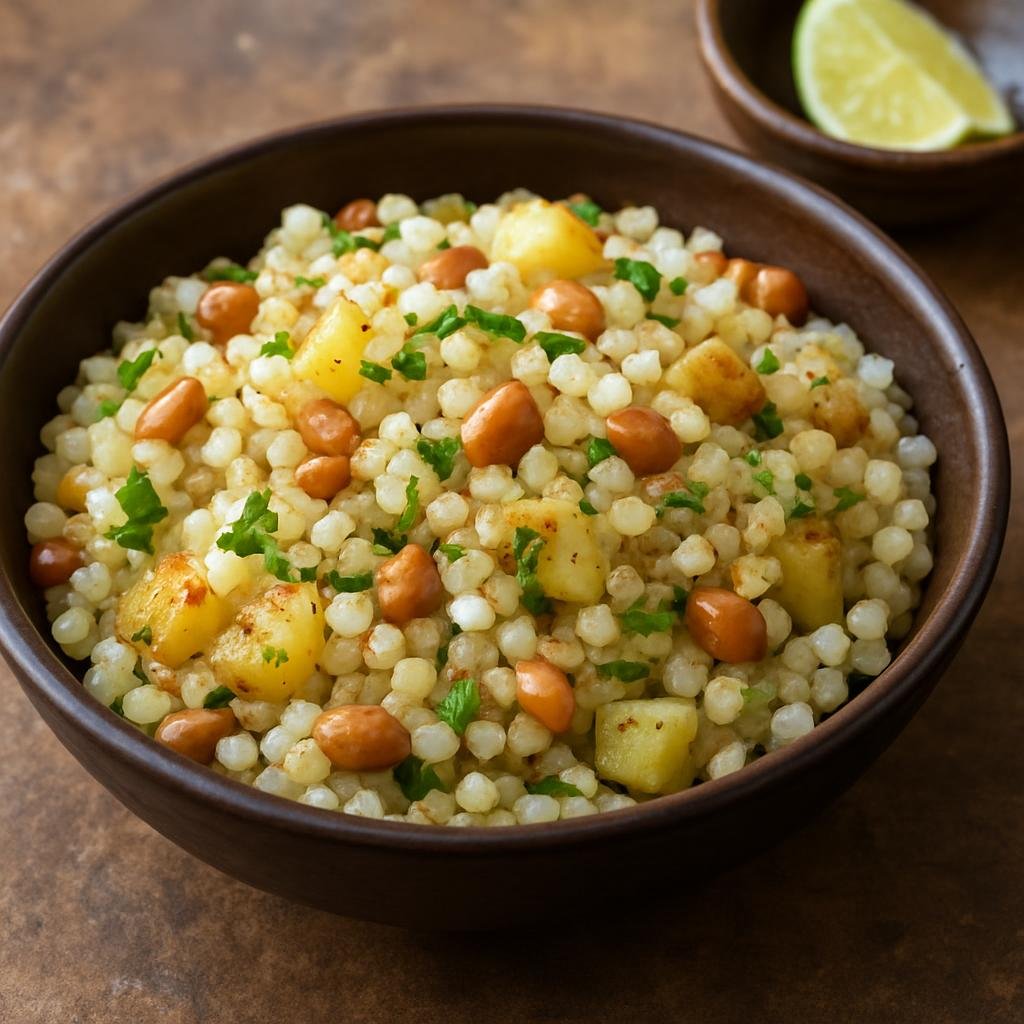 Entree: India – Maharashtra – साबूदाणा खिचडी ➤ Sābūdāṇā Khicḍī (Tapioca pearl stir-fry with peanuts and potatoes) recipe