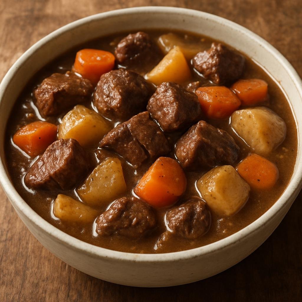 Entree: United States – Ozarks – Venison Stew (Hearty slow-cooked stew of venison and root vegetables in a savory brown gravy) recipe