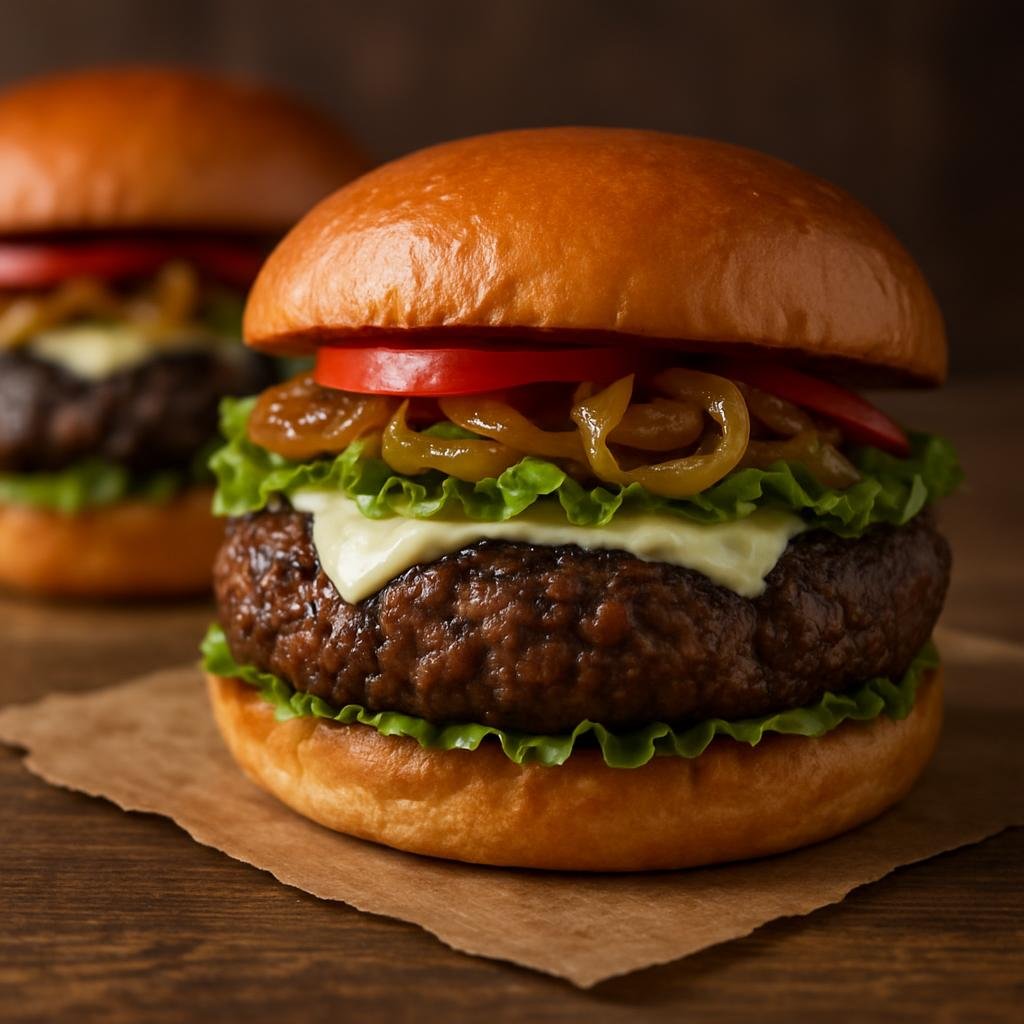 Entree: United States – Pacific Northwest – Elk Burger (Grilled ground elk patties served on buns with regional toppings) recipe