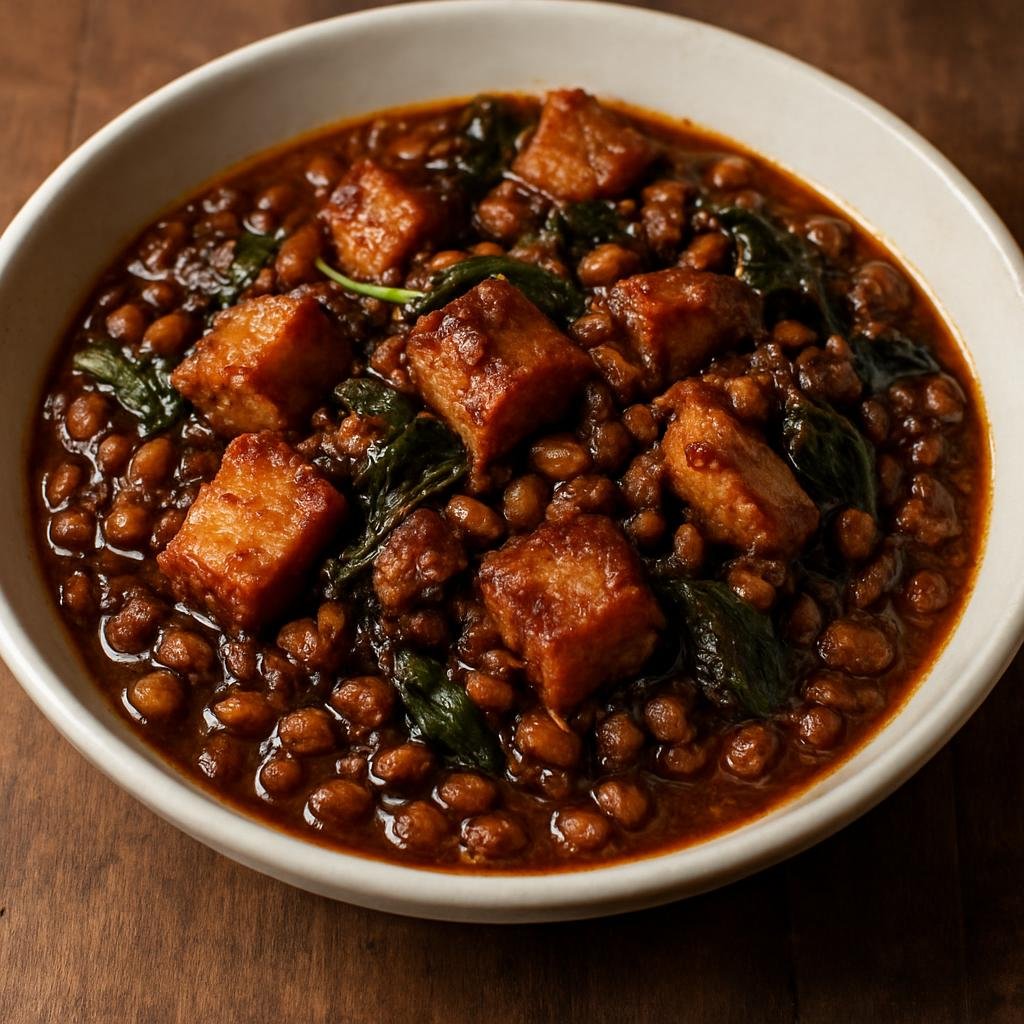 Entree: India – Nagaland – Axone (Fermented Soybean) with Pork (Stewed fermented soybean with pork and Naga aromatics) recipe
