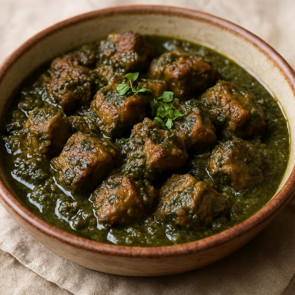 Entree: India – Nagaland – Pork with Anishi (Slow-cooked Naga pork braised with anishi, a fermented taro leaf paste) recipe
