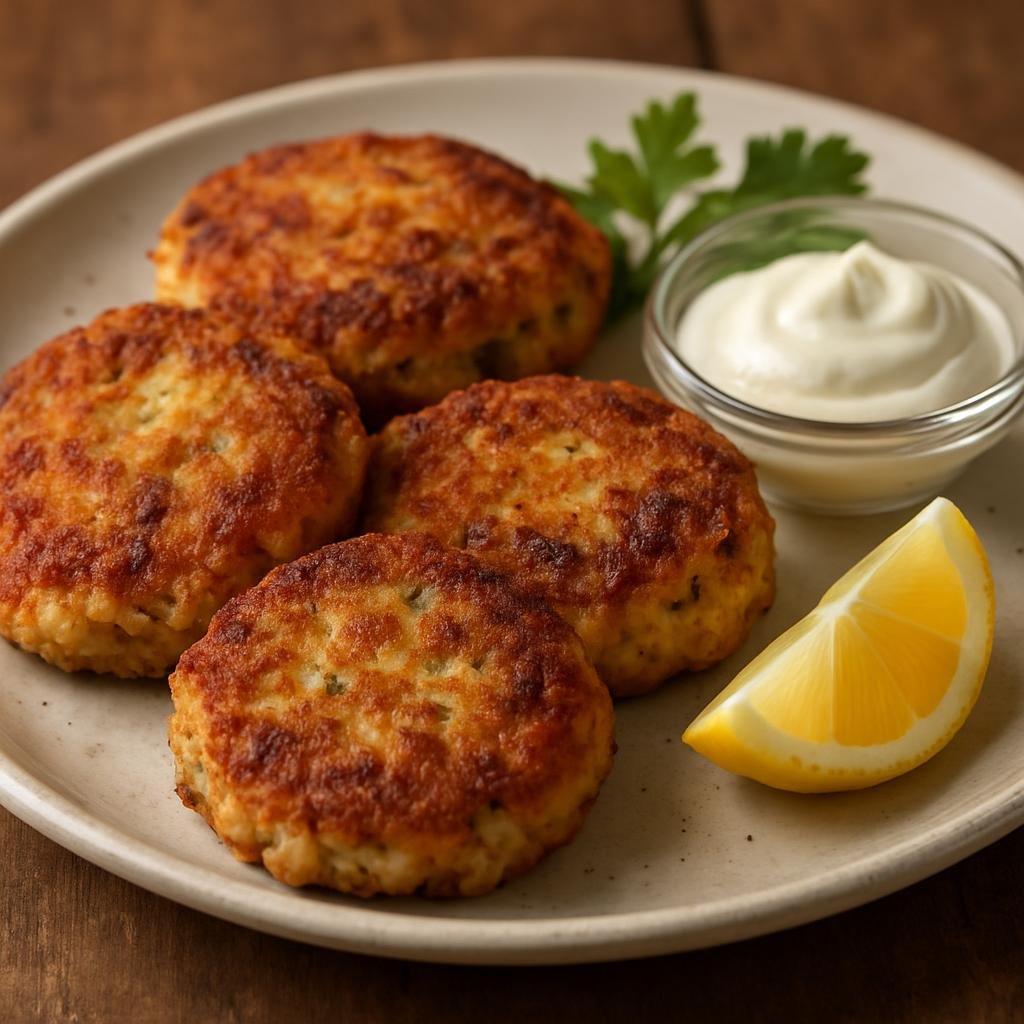 Entree: United States – Rocky Mountain West – Smoked Trout Cakes (Pan-seared cakes of flaked smoked trout bound with breadcrumbs and seasonings) recipe
