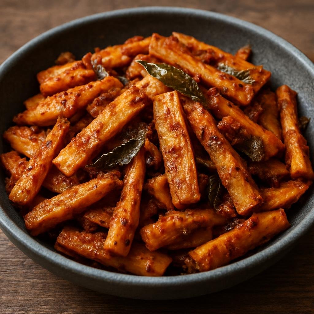 Entree: India – Northeast Hills – Bamboo Shoot Fry (Pan-fried bamboo shoots seasoned with regional spices from Northeast India) recipe