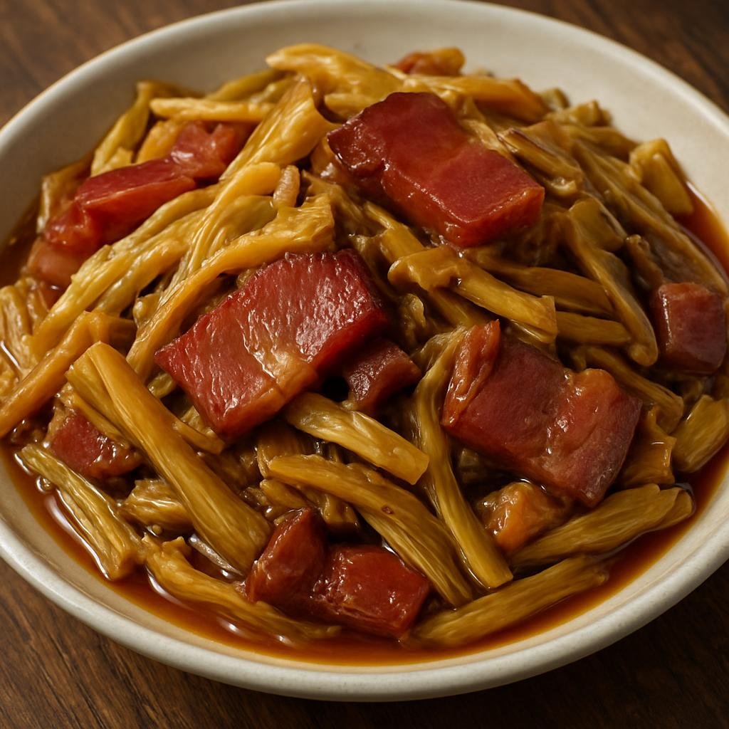 Entree: China – Yunnan – 腊肉苦笋 ➤ Là ròu kǔ sǔn (Yunnan-style braised cured ham cooked with local bitter bamboo shoots) recipe