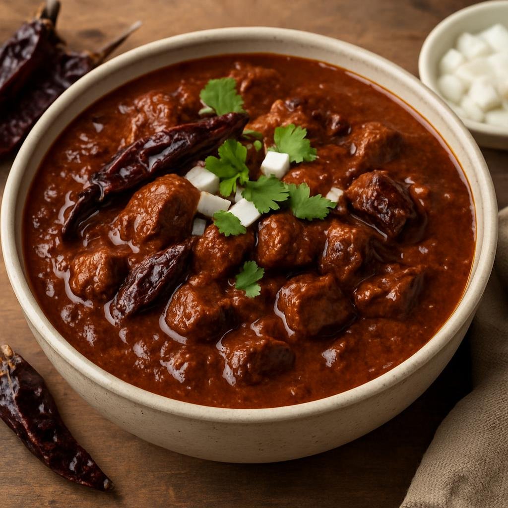 Entree: United States – Tex-Mex Borderlands – Texas-Style Chili (Hearty beef chili simmered with dried chiles and spices, traditionally made without beans) recipe