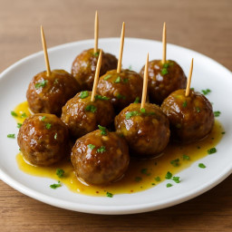 Appetizer: United States – Pepperoncini-Glazed Beef Meatballs on Toothpicks recipe