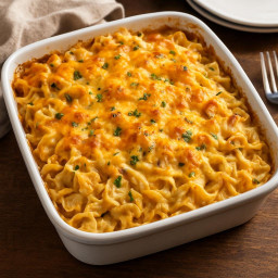 Entree: United States – Cheesy Chicken Noodle Casserole recipe
