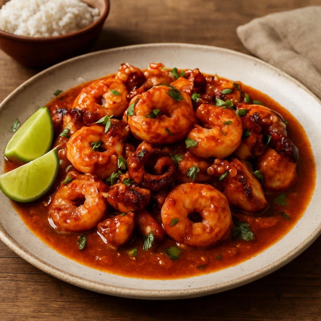 Entree: Mexico – Baja Peninsula Mexico – Chilorio de Mariscos (Seafood Chilorio) recipe