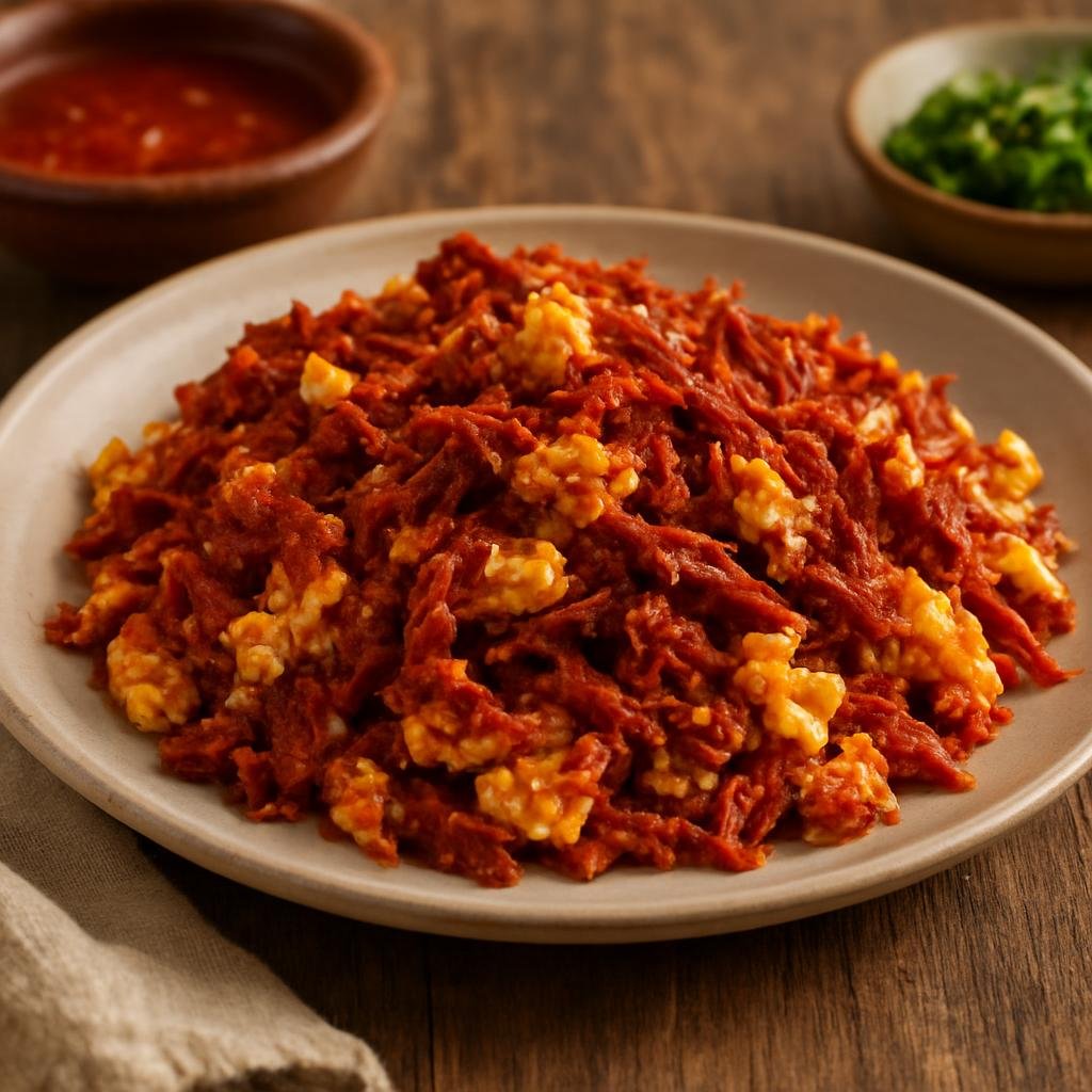 Appetizer: Mexico – Guerrero (Pacific Coast Mexico) – Aporreadillo (Scrambled Dried Beef with Eggs) recipe