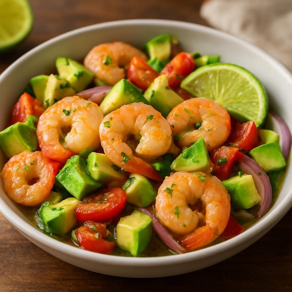 Salad: Mexico – Pacific Coast Mexico / Guerrero – Ensalada de Camarones y Aguacate (Shrimp and Avocado Salad) recipe