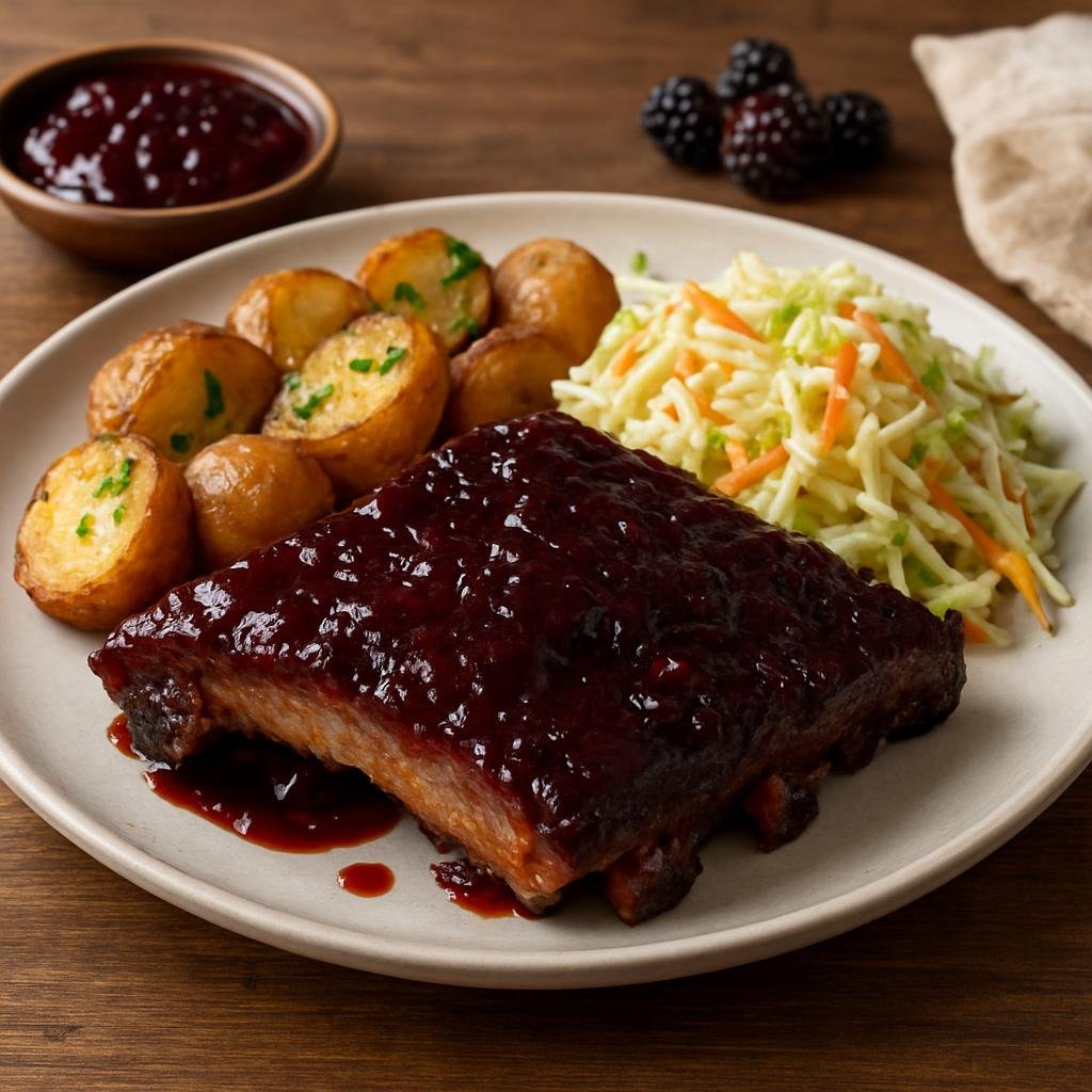 Entree: United States – Oregon (Pacific Northwest) – Oregon Blackberry BBQ Ribs recipe